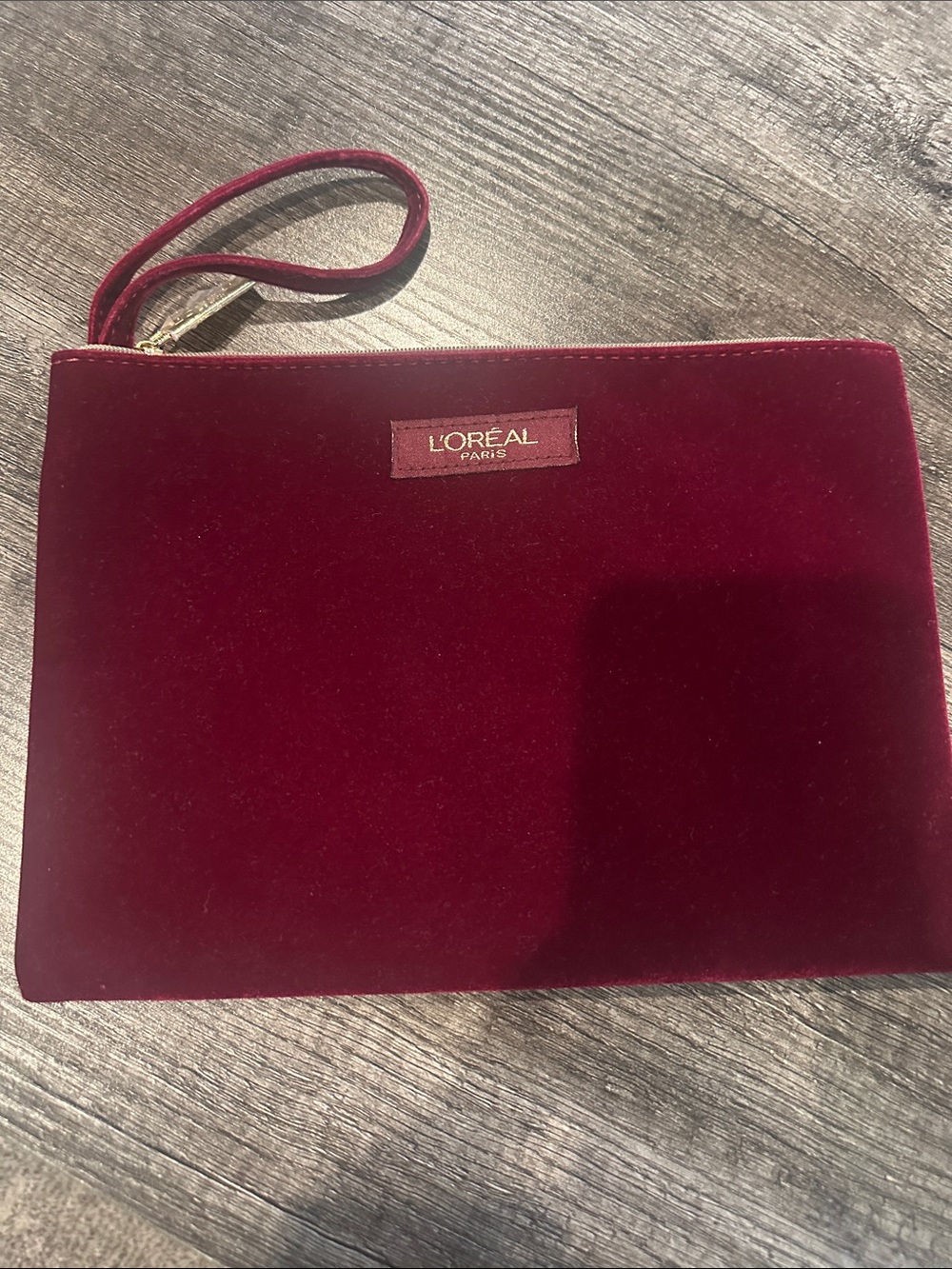 L'Oreal Burgundy Velvet Wristlet Clutch